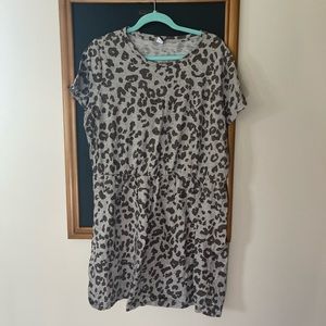 Grey Leopard T shirt dress